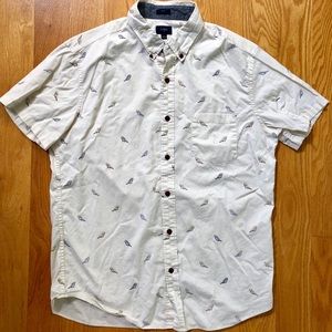 J. Crew L short sleeve button down shirt w/birds